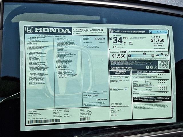 new 2025 Honda Civic car, priced at $28,645