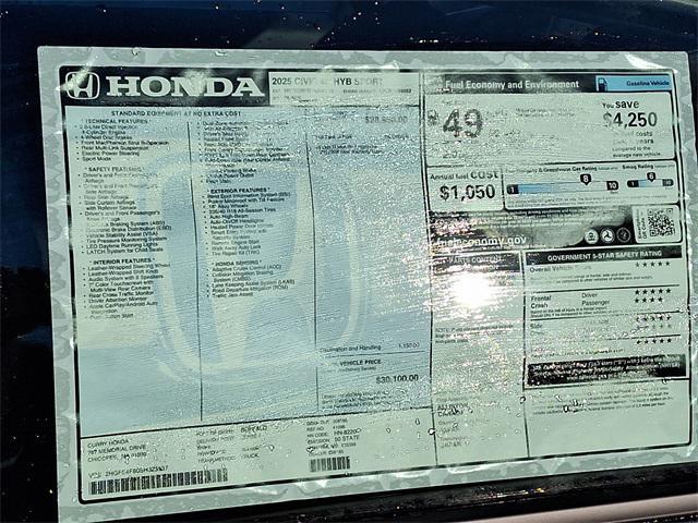 new 2025 Honda Civic Hybrid car, priced at $30,100