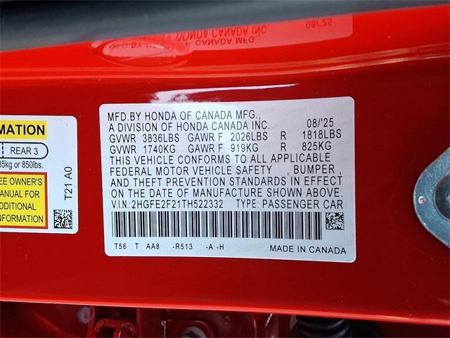 new 2026 Honda Civic car, priced at $25,790