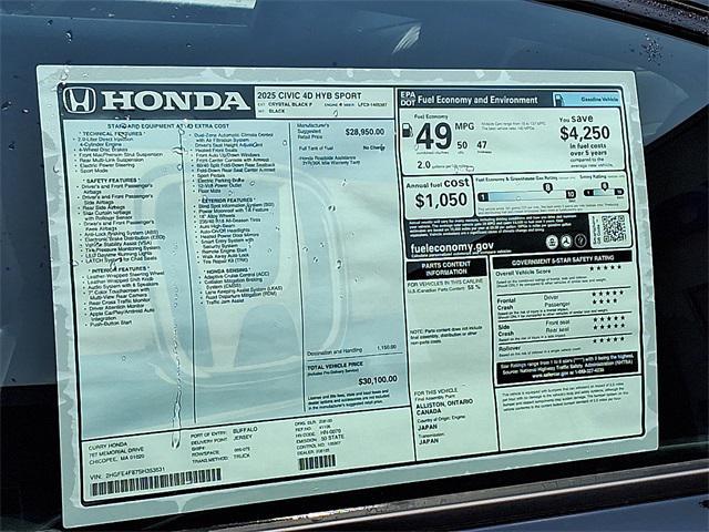 new 2025 Honda Civic Hybrid car, priced at $30,100