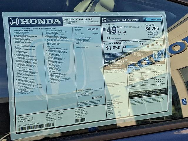 new 2025 Honda Civic Hybrid car, priced at $33,555