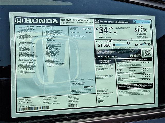 new 2025 Honda Civic car, priced at $28,600