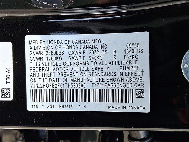 new 2026 Honda Civic car, priced at $27,790