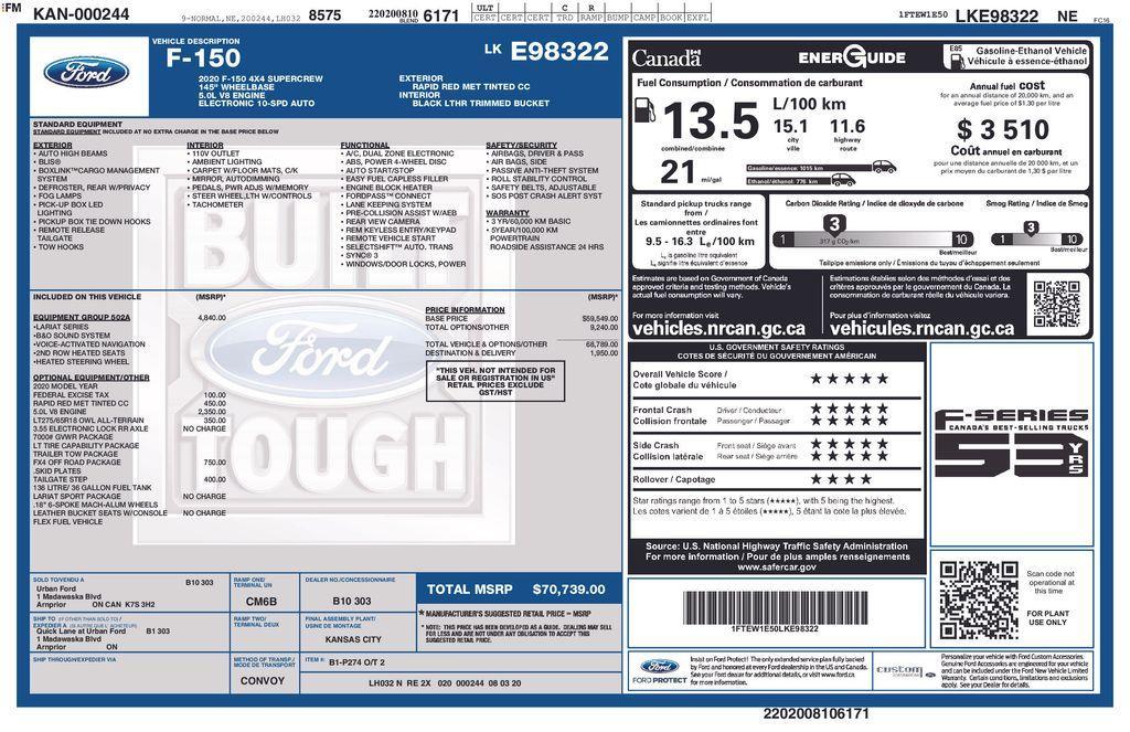 used 2020 Ford F-150 car, priced at $37,954