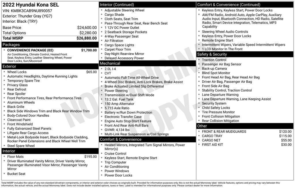 used 2022 Hyundai Kona car, priced at $22,351