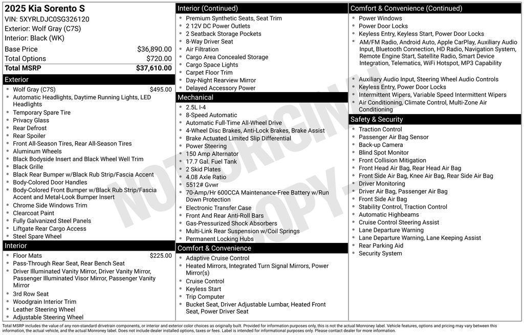 used 2025 Kia Sorento car, priced at $34,303