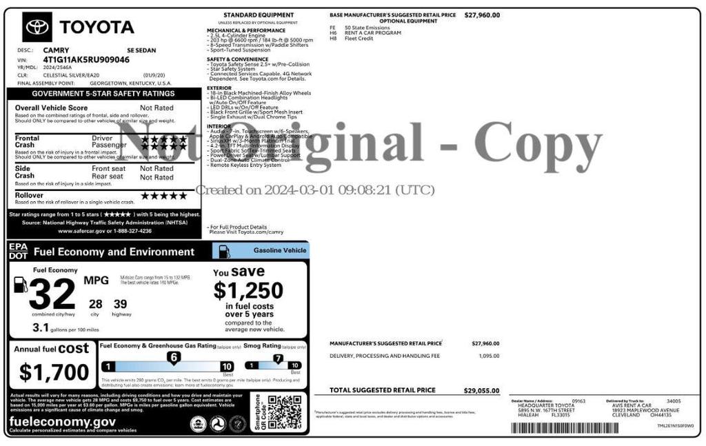 used 2024 Toyota Camry car, priced at $21,999