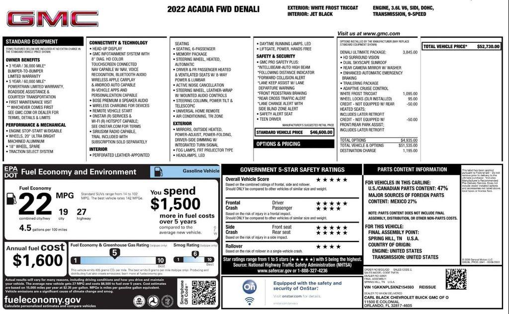 used 2022 GMC Acadia car, priced at $23,799