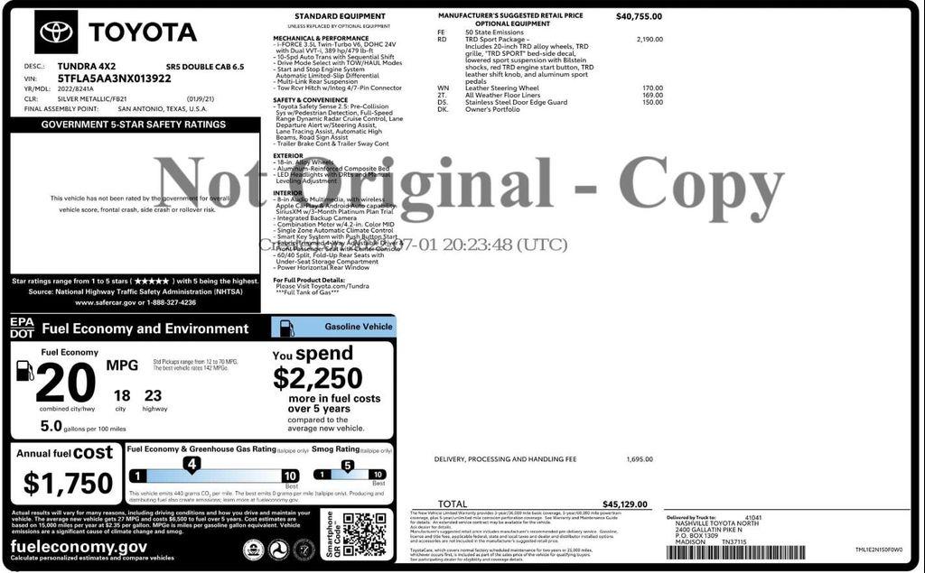 used 2022 Toyota Tundra car, priced at $32,099