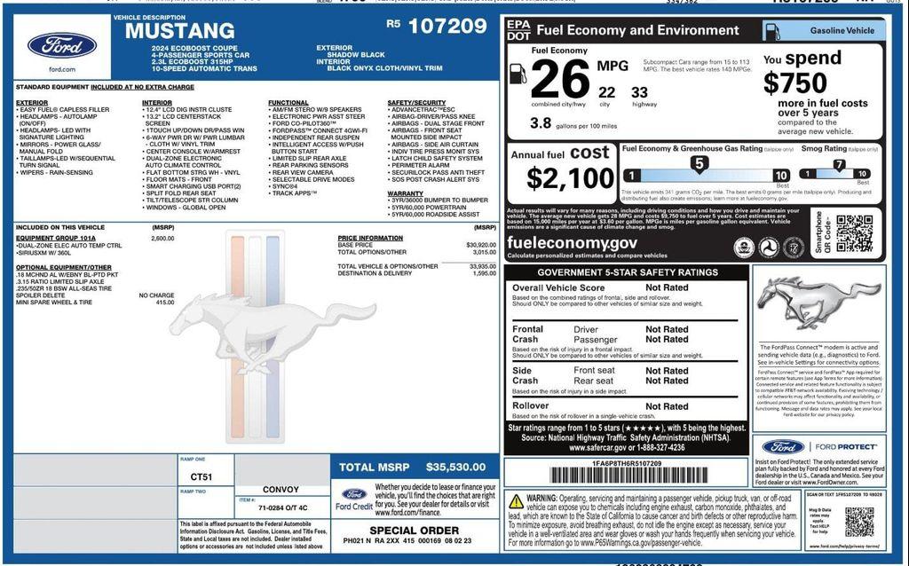 used 2024 Ford Mustang car, priced at $26,499
