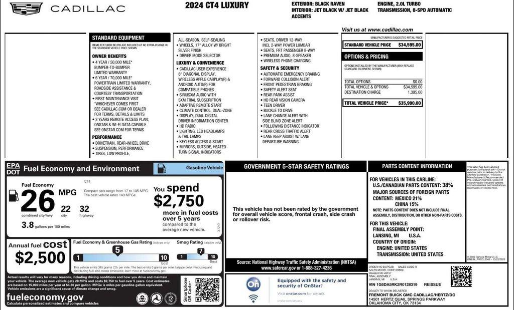 used 2024 Cadillac CT4 car, priced at $24,999