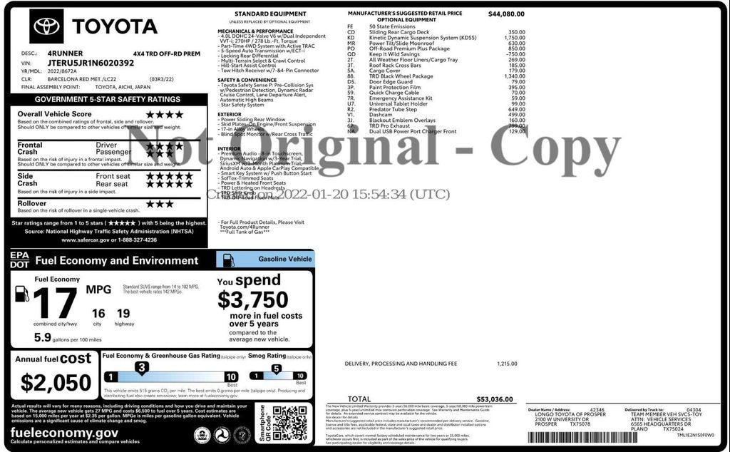 used 2022 Toyota 4Runner car, priced at $39,499