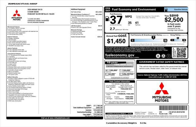 used 2024 Mitsubishi Mirage G4 car, priced at $13,399