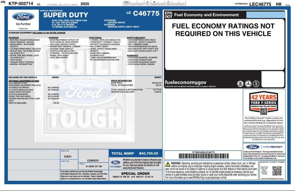 used 2020 Ford F-350 car, priced at $31,299