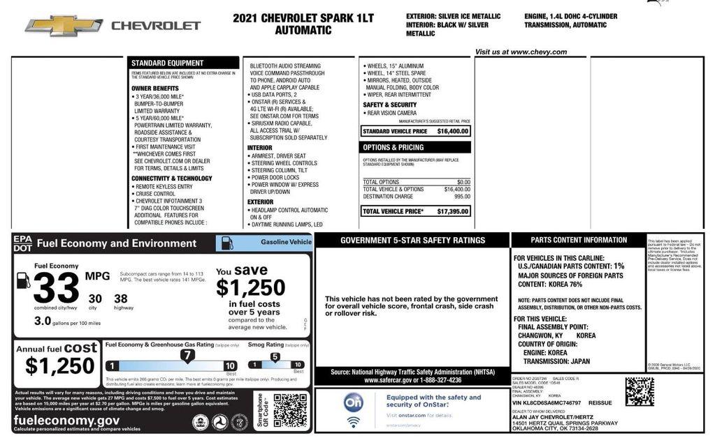 used 2021 Chevrolet Spark car, priced at $8,699