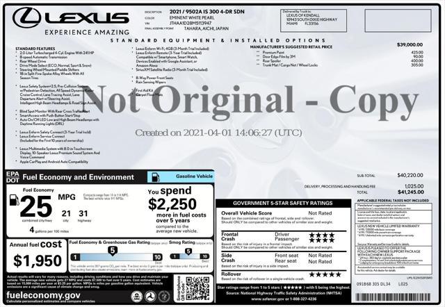used 2021 Lexus IS 300 car, priced at $22,996