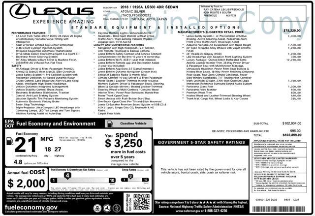 used 2018 Lexus LS 500 car, priced at $28,999