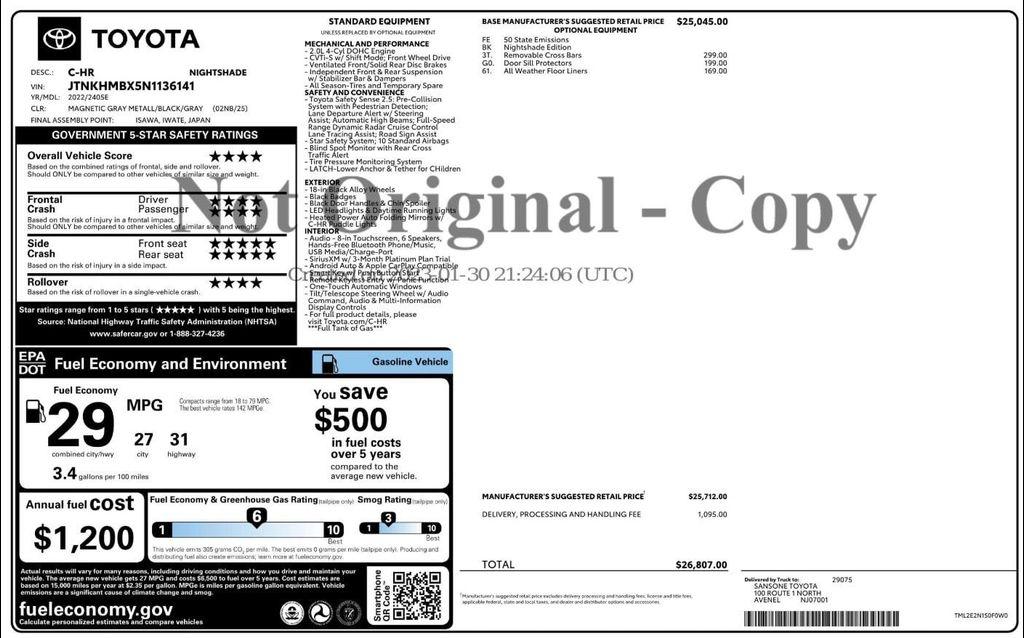 used 2022 Toyota C-HR car, priced at $22,799