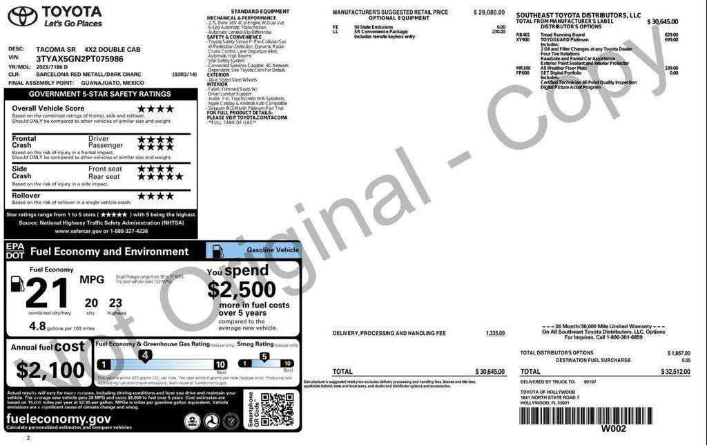 used 2023 Toyota Tacoma car, priced at $22,999