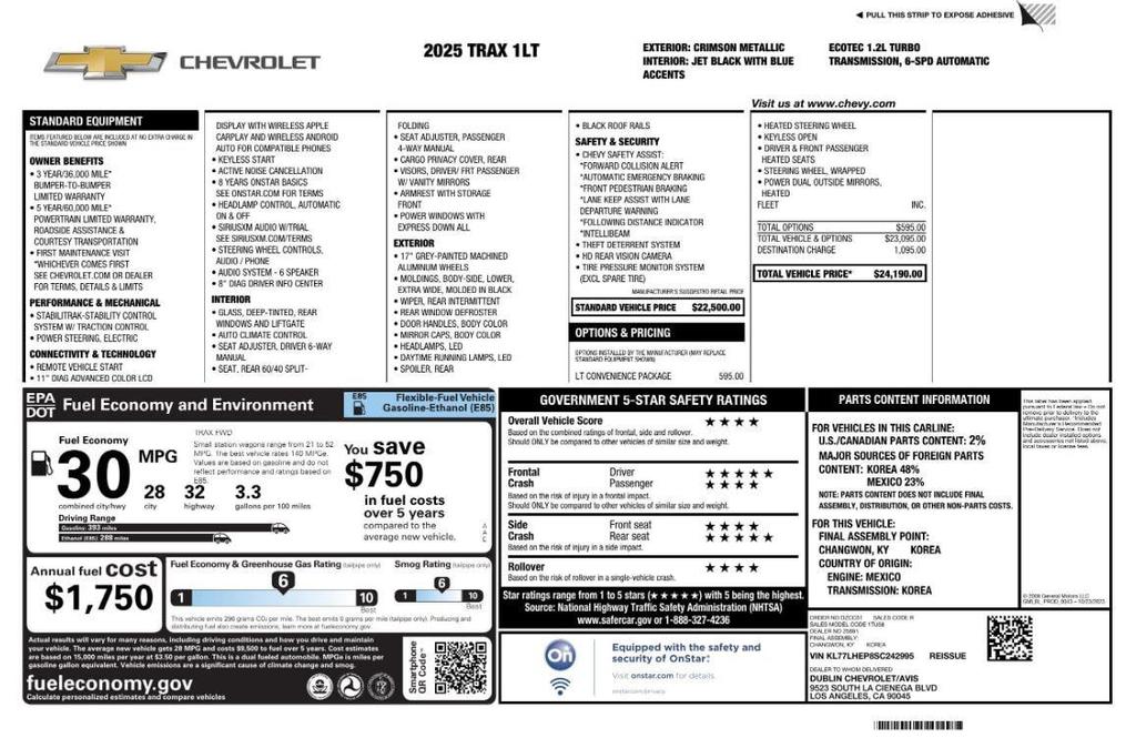 used 2025 Chevrolet Trax car, priced at $19,399