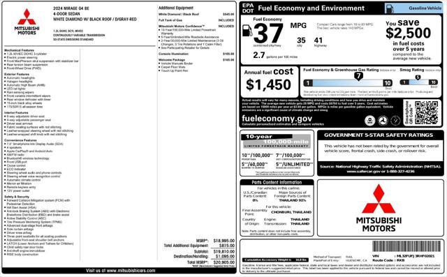 used 2024 Mitsubishi Mirage G4 car, priced at $14,599