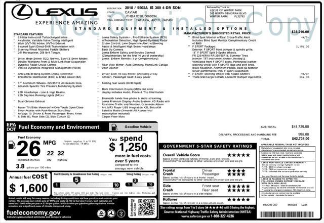 used 2018 Lexus IS 300 car, priced at $18,599