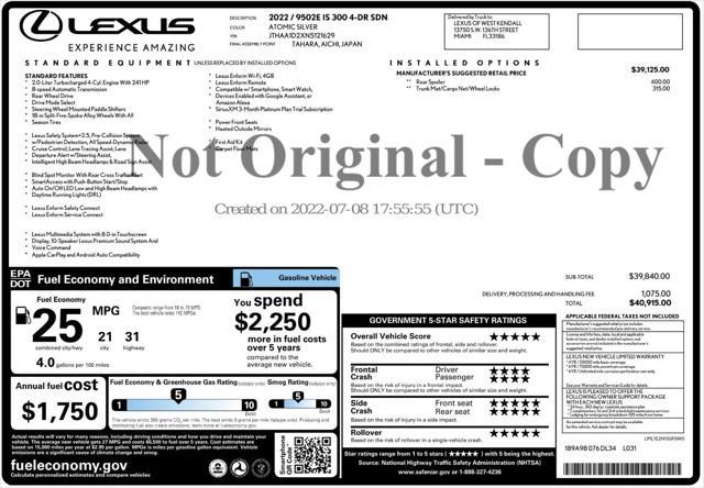 used 2022 Lexus IS 300 car, priced at $29,999