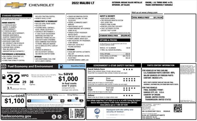 used 2022 Chevrolet Malibu car, priced at $15,499