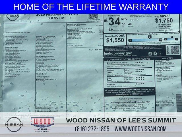 new 2025 Nissan Sentra car, priced at $21,052