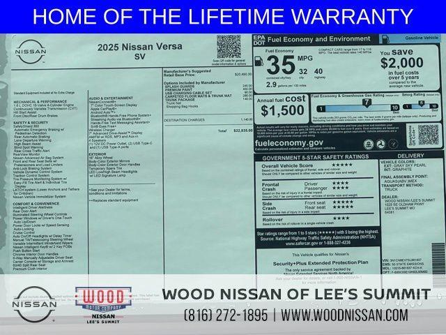 new 2025 Nissan Versa car, priced at $21,065