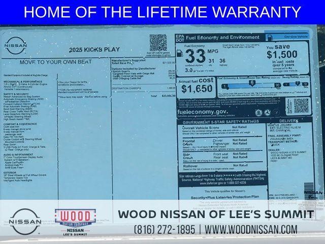 new 2025 Nissan Kicks Play car, priced at $21,364