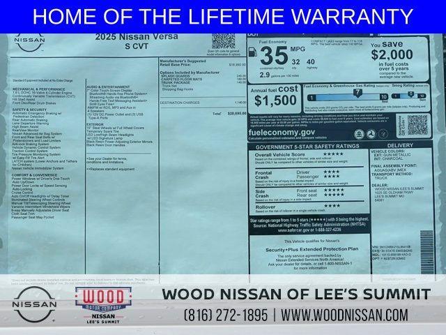 new 2025 Nissan Versa car, priced at $19,064
