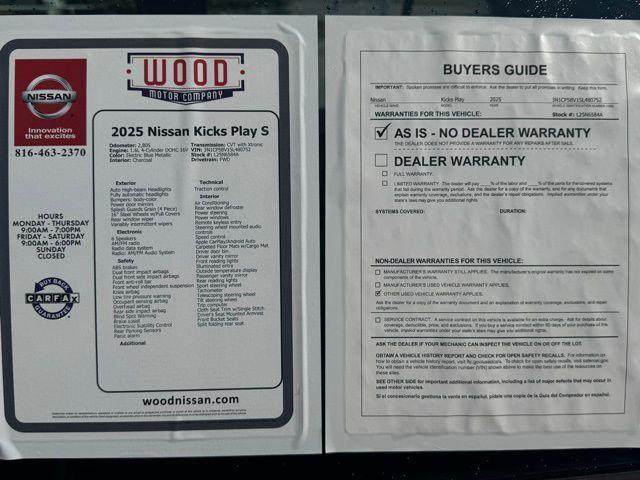 used 2025 Nissan Kicks Play car, priced at $19,299