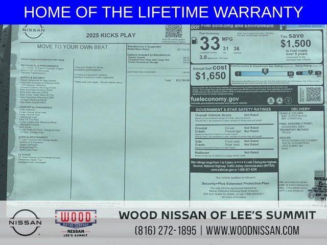 new 2025 Nissan Kicks Play car, priced at $21,350