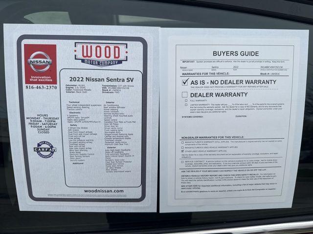 used 2022 Nissan Sentra car, priced at $18,212