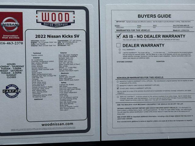 used 2022 Nissan Kicks car, priced at $15,784