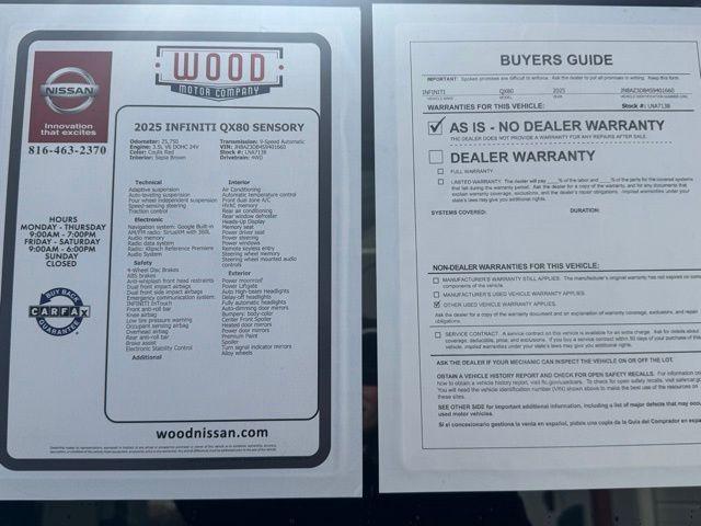 used 2025 INFINITI QX80 car, priced at $74,751