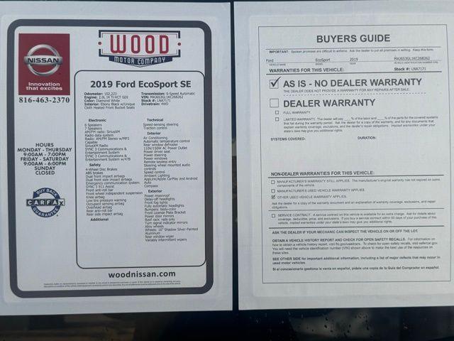 used 2019 Ford EcoSport car, priced at $11,914