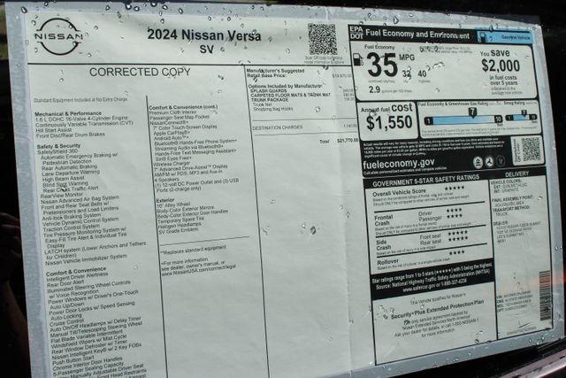 new 2024 Nissan Versa car, priced at $21,381