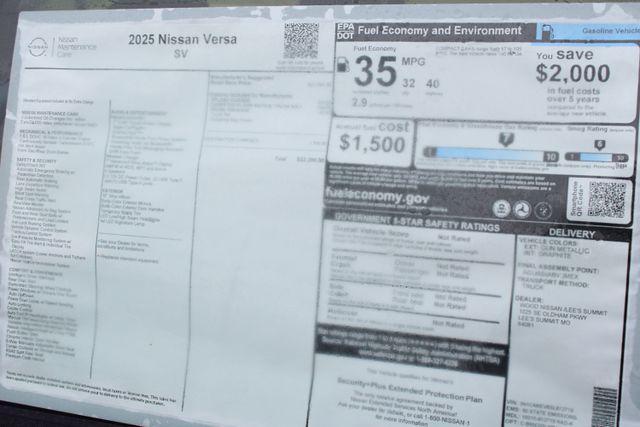 new 2025 Nissan Versa car, priced at $22,295