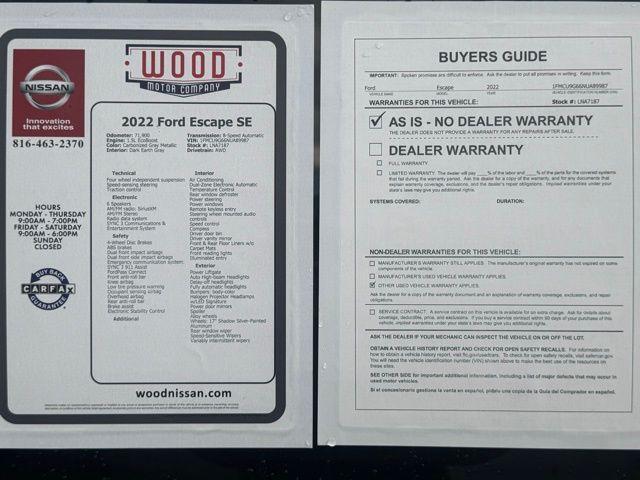 used 2022 Ford Escape car, priced at $17,119