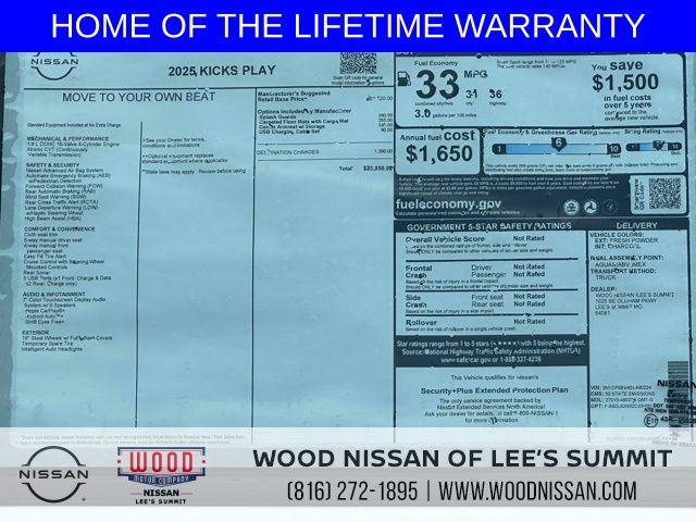 new 2025 Nissan Kicks Play car, priced at $21,364