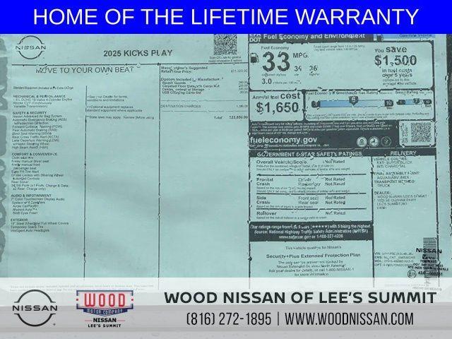 new 2025 Nissan Kicks Play car, priced at $21,364