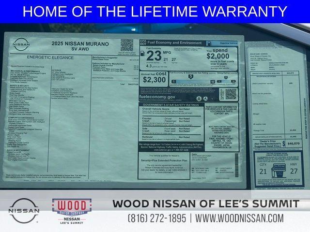 new 2025 Nissan Murano car, priced at $40,172