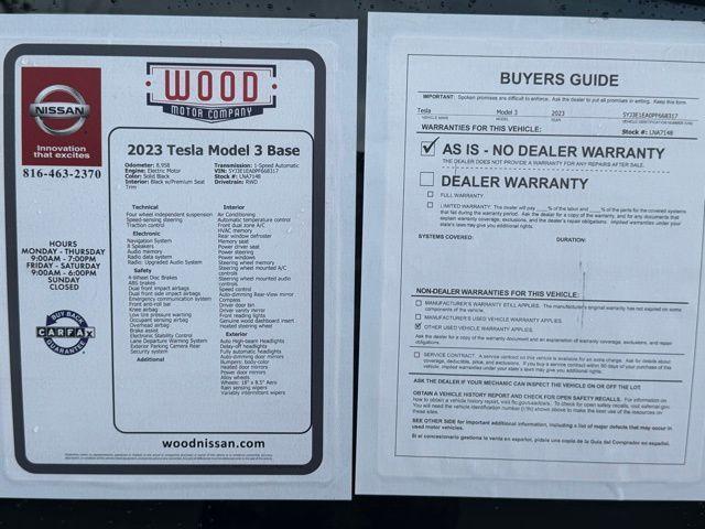 used 2023 Tesla Model 3 car, priced at $27,758