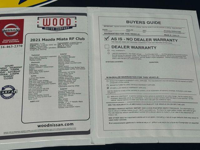 used 2021 Mazda MX-5 Miata RF car, priced at $28,269