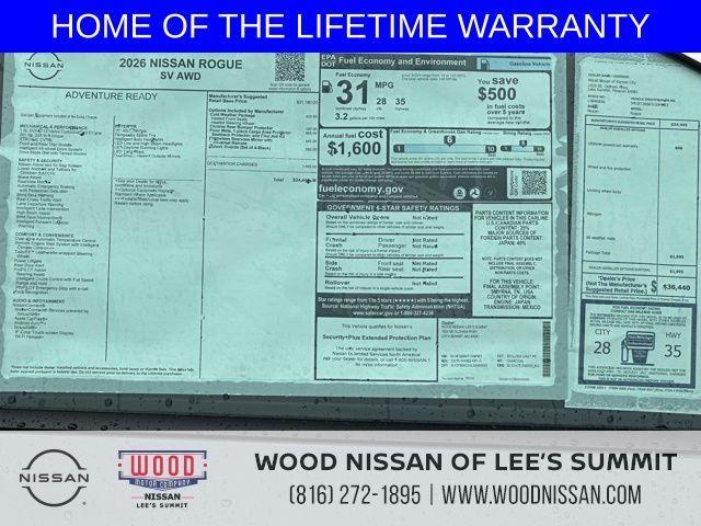 new 2026 Nissan Rogue car, priced at $31,762