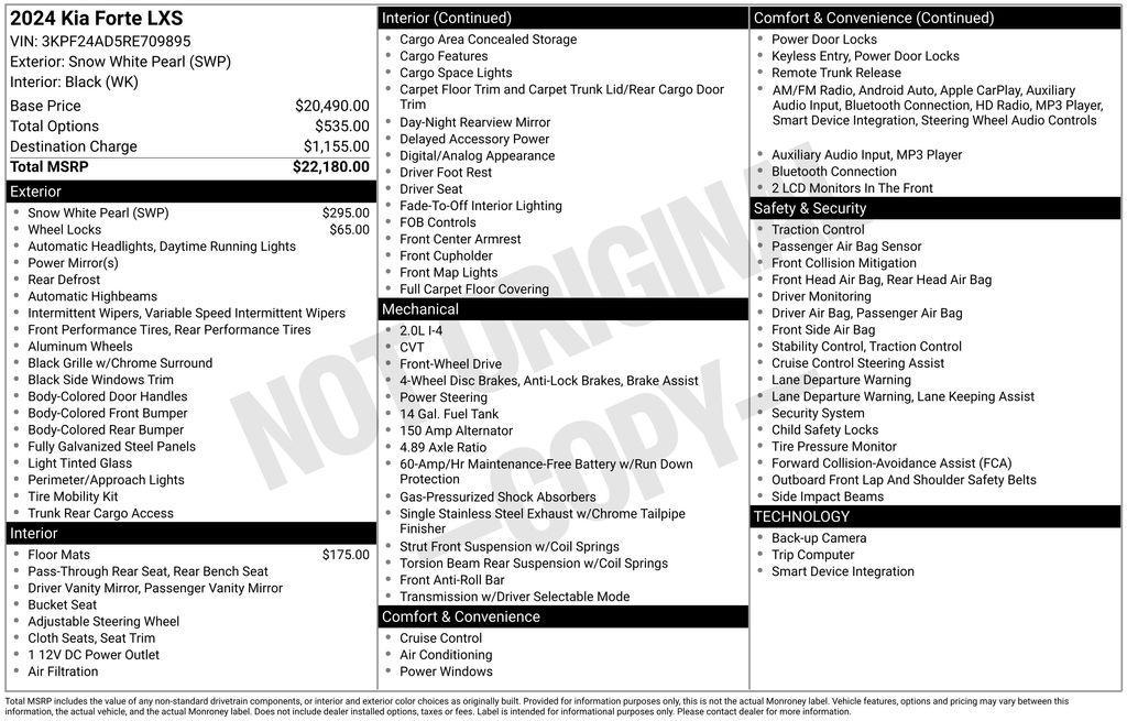 used 2024 Kia Forte car, priced at $20,462