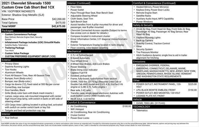 used 2021 Chevrolet Silverado 1500 car, priced at $27,405