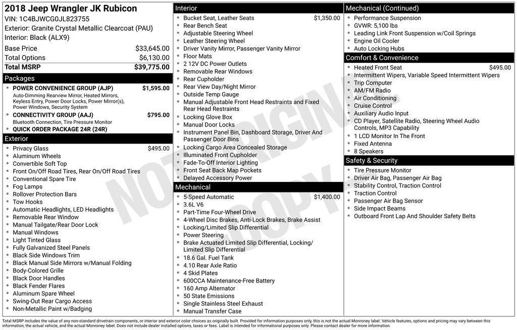 used 2018 Jeep Wrangler JK car, priced at $20,829